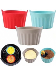 氣炸鍋煮蛋杯，矽膠蒸蛋器，耐熱圓形蛋糕模具，可重複使用，烤杯適用於微波爐6.5x5公分