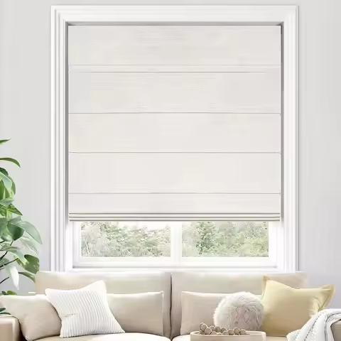 Blackout Cordless Roman Shades for Indoor Windows amp French Doors, 34 1 4 W 48 H Blackout Beige