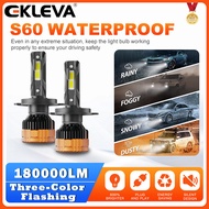 EKLEVA ไฟหน้า LED H7 1200W 2ชิ้นH1ไฟ H4 LED 9005 9012 9006 6500K 4300K 3000K สามสีรีโมทคอนโทรลสำหรับ