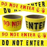 1 Roll  Halloween Decorations Caution Tape  Blood Color DO NOT ENTER And Black CAUTION Tape, Hallowe