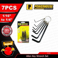 POWERHOUSE 7PCS Allen Key Wrench Set 1/16" to 1/4" C131 •TOOLS FROM MARS• PHHT