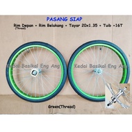 20x1.35 PASANG SIAP rim - rim ALLOY warna 20" basikal  Disc rotor  tayar 20x1.35 dan tuib terus pasa