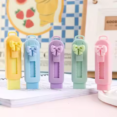 School Supplies Portable Push-pull Eraser Creative Cartoon Bow Rubber Colored Retractable Push Pull 