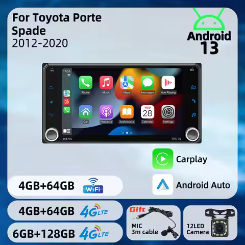 2 Din Head Unit Radio for Toyota Porte Spade 2012-2020 Wireless Carplay Android Auto Android Car Mul