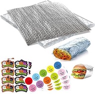 Aiareozy 100 Sheets Insulation Sandwich Wrapping Paper Aluminum Foil Sheets, 12" x 12" Pre-Cut Foil 