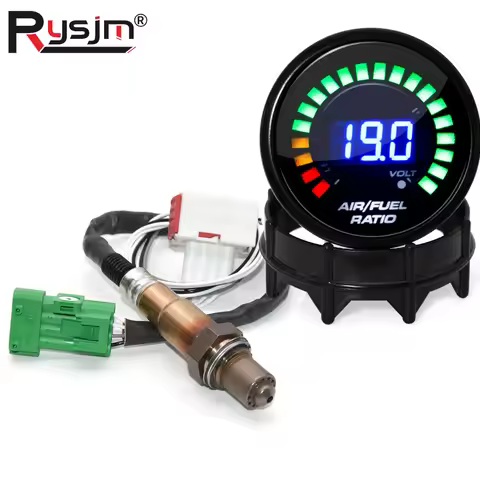 Universal 52mm Air Fuel Ratio Gauge LED Digital Display Smoked Car Gauge with Wideband O2 Oxygen Sen