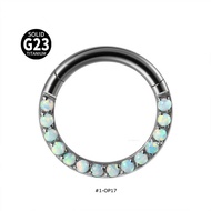 1 Piece/single G23 Titanium with Opal Septum Hoop Ring Body Fresh Piercing for Ear Helix Lobe Pinna