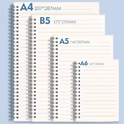 A4/B5/A5 Spiral Notebook 80 Sheet 160 Pages Horizontal Lined Grid Notebook PP Cover School Office Su