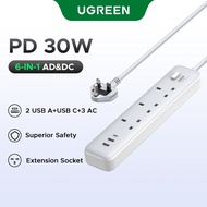 Ugreen PD30W 6-in-1 USB-A USB-C Fast Charging Extension Socket with 2m Cord for iPhone 15 14, Macboo