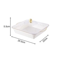 Mainland Piring Buah dengan Tutup Piring Saji Kue Roti Snack Piring Prasmanan Daging Sayur Transpara