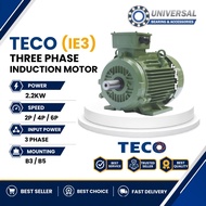 TECO MOTOR 3 PAHSE INDUCTION MOTOR (IE3) 2.2KW (3HP) B3 B5 ELECTRIC MOTOR 2 POLE 4 POLE 6 POLE