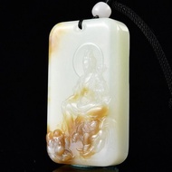 秒殺價 天然新疆和田玉羊脂玉普賢菩薩吊墜 龍和蛇守護神