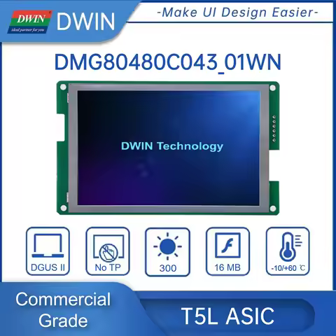 DWIN 4.3 Inch HMI Intelligent Display IPS LCD Module Screen Capacitive Resistive Touch Panel Connect