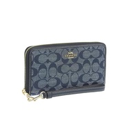 [Coach] Wallet Women Long Wallet Outlet Zipper Leather Strap Brand LONG ZIPAROUND (DENIM MULTI/Navy)