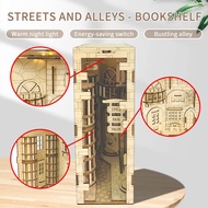 Y-TOP Original Design 3D Wooden Puzzle Bookends Streets and Alleys Assemble Toys Bookshelf Miniature diy Kit