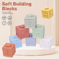Baby Blocks, 9PCS Soft Squeeze Building Blocks Stacking Toys for 6+ Months Babies, Baby Teething Che