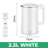 Home2U🏡 2.3L Electric Kettle Stainless Steel Cerek Elektrik 1500W Electric Jug Kettle Stainless Steel Mini Kettle Electric Jug