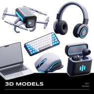 3D MODEL | 🚁 10 Drones, Headphones, PC & Camera Gear Models – Blender | C4D