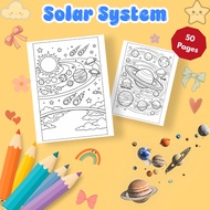 Set of 50/25 coloring pages, coloring pages for children with Solar System theme on A4, A5 M1263SS p