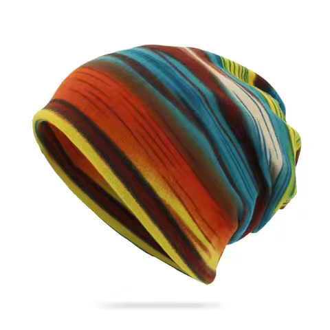 Spring New Striped Beanies For Men Unisex Summer Thin Knitted Beanie Men's Multifunction Hedging Cap
