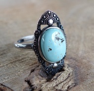 Ring 天然老綠松石 戒指 2.64克 綠松石 活口指環 老珠子 古董