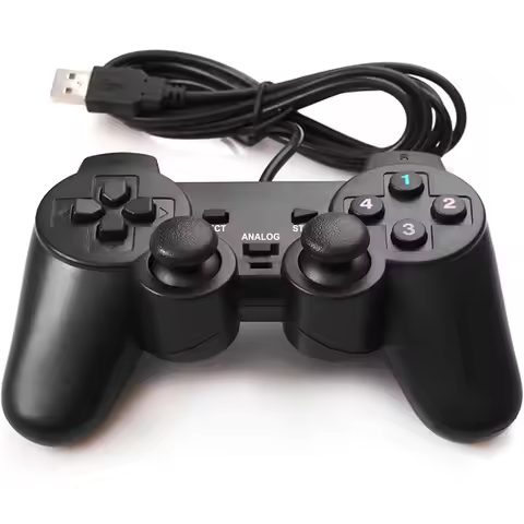 USB Wired Controller for WinXP/Win7/Win8/Win10/PS2 Dual Vibration Motor Plug and Play for PS2 1.1/2.