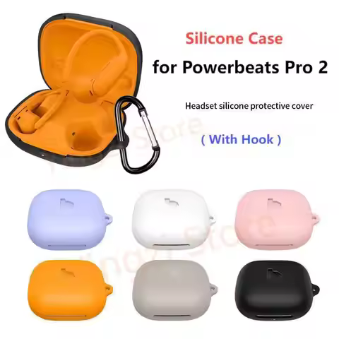 New Silicone Case for Beats Powerbeats Pro 2 Charging Case Earphone Shockproof Case with Hook for Ea