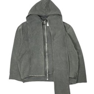 CAMIEL FORTGENS 2024 秋冬圍巾連帽衫（葡萄牙製造） - 拉鍊連帽衛衣，帶圍巾，尺寸 CF.18.02.02.01，中號，黑色舊染，抓絨內襯，原價：¥75,900。 [近全新][二手