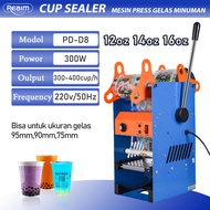 Mesin Press Cup REAIM Original Alat Sealer Gelas Plastik 8oz-26oz Pres Gelas Manual untuk Bubble Tea