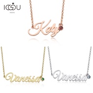 IOGOU Crystal Pendant Custom Name Necklace Personalise 14K Gold Filled Zircon Letter Snake Chain Nec