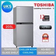 Toshiba 203L 2 Door Fridge GR-B22MP (SS) | AG+ Bio Deodorizer | Chiller Room Cooling | Peti Sejuk Peti Ais