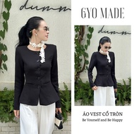 GYOMADE women's black round neck vest made of high-quality Ford Cotton, sewn in 2 layers with should