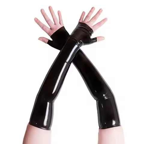 Handmade Latex Fingerless Long Gloves (Opera Length) Fetish