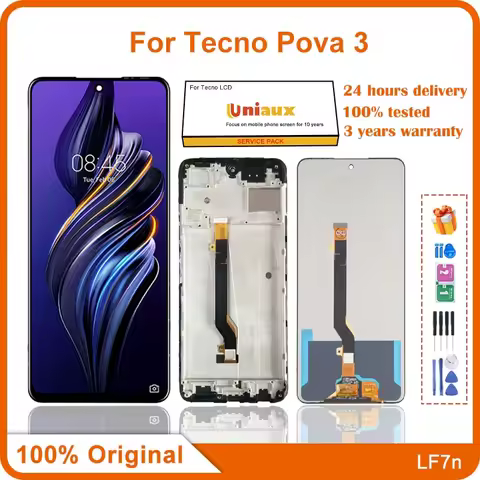 Touch Screen Digitizer Assembly for Tecno Pova 3, LCD Display Repair Replacement Parts, 6.9 ", Origi