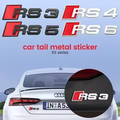 Silver/Black Car Rear Trunk Emblem RS series Badge Stickers For Audi Sline A1 A3 A4 A5 A6 A7 A8 B5 B