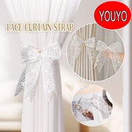 2Pc INS White Lace Bow Curtain Strap Window Curtain Strap Buckle Creative Decoration Simple Bow-knot
