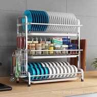 Draining countertop chopping board rack for knives and dishes, kitchen-style storage, stainless stee