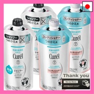 Curel Shampoo & Conditioner Set Refill 340ml x 2 + 340ml x 2 (Unscented) with Original Thank You Car