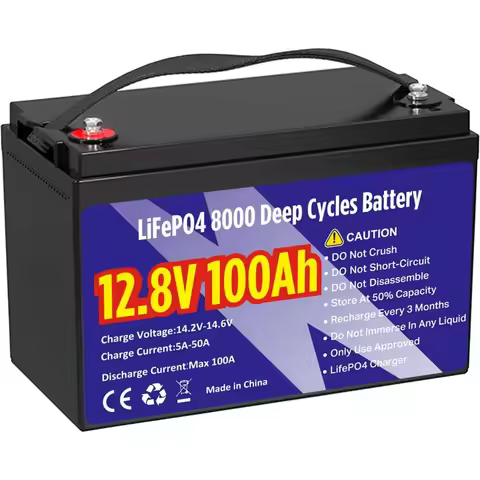 12V 100Ah LiFePO4 Lithium Battery 8000+ Deep Cycle Rechargeable IP65 Waterproof Group 31 Lithium Bat