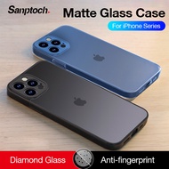 Sanptoch Matte Glass Phone Case For iPhone 11 / 12 / 13 Pro Max Full Camera Lens Protector Cover For iPhone 13 Mini Transparent Clear Shockproof Protective Casing