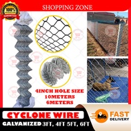 Cyclone Wire Mesh Galvanized Chain Link Farm  Fence  6M /10M 4 INCH HOLE SIZE / FARM FENCE / INDUSTR