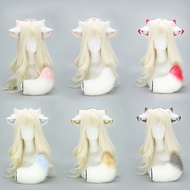 Plush Sheep Ears Headband Sheep Tail Set Cute Animal Cosplay Props Furry Goat Ears Hairband Hallowee