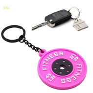 （High discounts）royalking.sg Gym Enthusiast Keychain Rubber Barbell Charm With Metal Chain 45lb Fitn