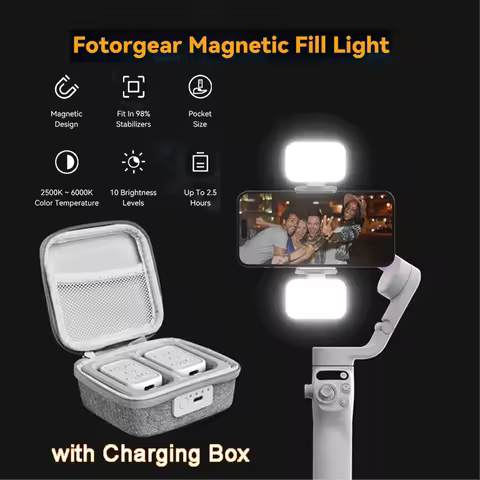 GBL01 Magnetic Mini Fill Light w/ Charging Box for DJI Osmo Mobile 6/SE/OM5, Zhiyun SMOOTH4/5/ Feiyu