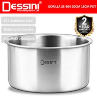 DESSINI ITALY Gorilla GRL-P18 18CM GRL-P20 20CM Detachable Handle Induction Casserole Pot Pan Wok Bo