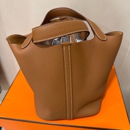 hermes 愛馬仕 picotin 22 菜籃子 金棕銀扣