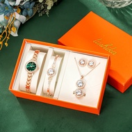 5pcs Pearl Quartz Watch Gift Set for Women Ladies Watches Birthday Christmas Gift Set Valentine's Day Luxury Daimond Rhinestone