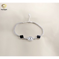 Lắc tay bạc 925 Huệ Ngân - Cỏ Bốn Lá May Mắn X13