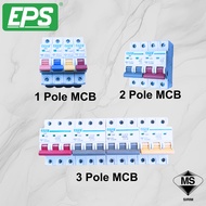 EPS MCB 20A,32A, 40A, 63A 2 POLE/ 3 POLE (6KA) Miniature Circuit Breaker (SIRIM)