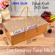 [contents 10] Brownies Cake Box 20x10x7 KRAFT STRAP Mica Lid Full Lamination Thickness 365 Gsm